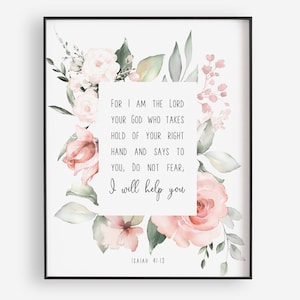 Isaías 41:13 Te ayudaré Arte de la pared del versículo bíblico, Versículo bíblico imprimible, Escritura descargable, Impresión digital del versículo bíblico, Regalo cristiano
