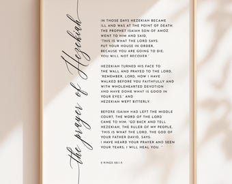 2 Kings 20:1-5 The Prayer of Hezekiah Bible Verse Wall Art, Scripture Print Download, Printable Healing Wall Art, 8x10, 11x14, 16x20, A3, A4