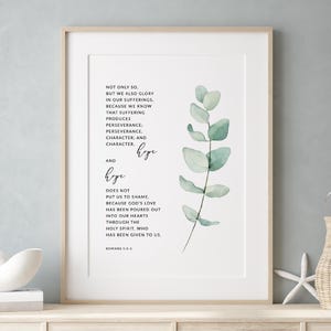 Romans 5:3-5 Perseverance Hope Bible Verse Wall Art, Printable Wall Art, Scripture Digital Print, Christian Decor, 8x10, 11x14, 16x20, A3