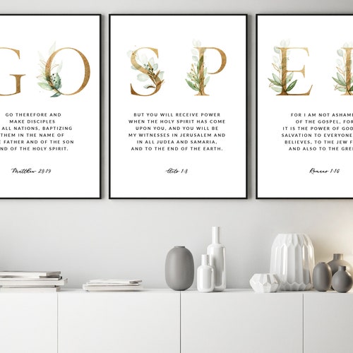 Matthew 28:19 Gospel Bible Verse Wall Art Set of 3 Scripture - Etsy