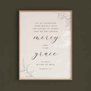 Ebrei 4:16 KJV Versetto biblico moderno da parete, stampabile, stampa minima delle Scritture da scaricare, regalo cristiano, 8x10, 11x14, 16x20, A3