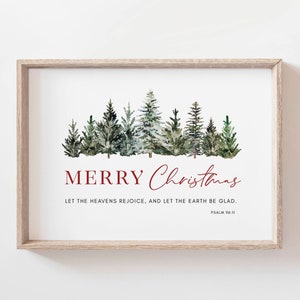 Merry Christmas Printables, Christmas Bible Verse Wall Art, WinterTrees Print Download, Christmas Decor, 5x7, 8x10, 11x14, 16x20, 20x30, A3