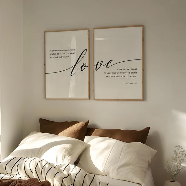 Ephesians 4:2-3 Love Bible Verse Wall Art, Printable Wall Art, Christian Wedding Gift, Scripture Download, 11x14, 16x20, 18x24, 24x36, A2