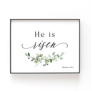 He is Risen Easter Wall Art, Printable Wall Art, Easter Scripture Print ...