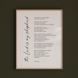 Psalm 23 – nowoczesna sztuka ścienna z wersetem biblijnym, „Pan jest moim pasterzem” do druku, do pobrania, 18x24, 16x20, 11x14, 8x10, A2, A3