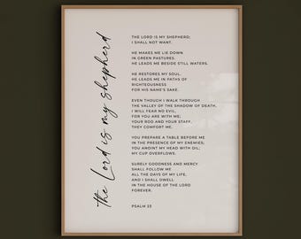 Psalm 23 Modern Bible Verse Wall Art, The Lord Is My Shepherd Printable, Downloadable Scripture Print, 18x24, 16x20, 11x14, 8x10, A2, A3