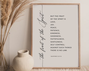 Fruit of the Spirit Bible Verse Wall Art, Scripture Print Download, Printable Wall Art, Christian Gift, 8x10, 11x14, 16x20, 18x24, 20x30, A3