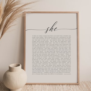 Proverbs 31:10-30 A Wife Of Noble Character Bible Verse Wall Art, Printable Wall Art, Mother's Day Gift , Large Scripture Digital Print