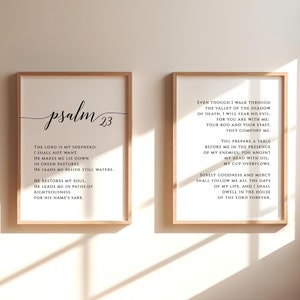 Psalm 23 Bible Verse Printable Wall Art, Set of 2 Bible Verse Digital Downloads, The Lord Is My Shepherd, Scripture Digital Art Print
