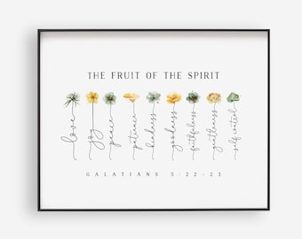 Fruit of the Spirit Wall Art, Galatians 5:22-23 Bible Verse Printable, Scripture Print, Mother’s Day Gift, Christian Home Decor, Digital Art