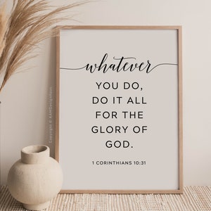 1 Corinthians 10:31 For the Glory of God Bible Verse Wall Art, Printable Wall Art, Large Scripture Digital Print, 24x36, 16x20, 11x14, A2