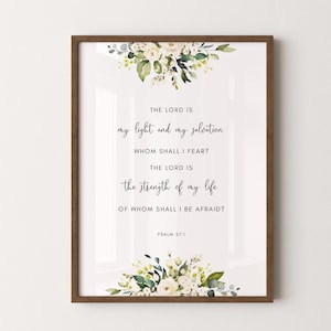 Psalm 27:1 The Lord Bible Verse Wall Art, Printable Wall Art, Scripture Print Download, Christian Wall Decor, 8x10, 11x14, 12x16, 16x20, A3