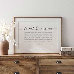 Philippians 4:6-7 Do Not Be Anxious Bible Verse Printable Wall Art, Modern Digital Art Print, Large Scripture, 24x36, 16x20, 11x14, 8x10, A2