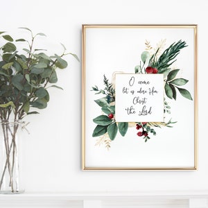 O Come Let Us Adore Him Bible Verse Card Download, Christmas Printables, Christmas Decor, Christmas Card, 4x6, 5x7, 8x10, 11x14, 16x20, A3