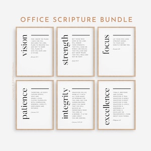 Office Scripture, Bible Verse Printable Wall Art, Christian Print Download, Set of 6 Bible Verse Wall Art, Office Wall Decor, Various Sizes