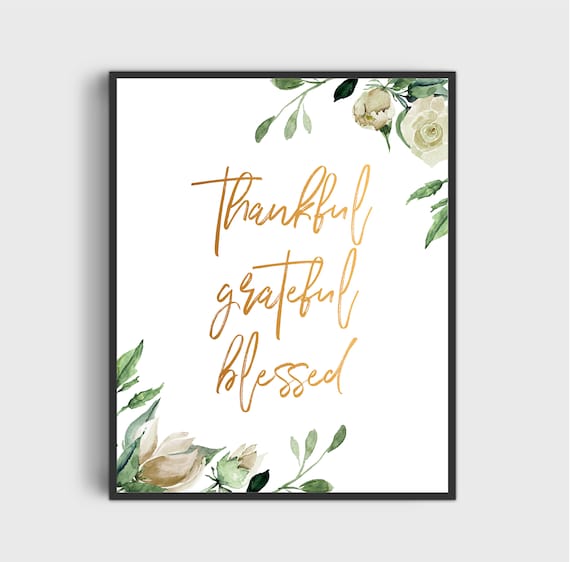 Thankful Grateful Blessed Printable Wall Art Christian Quote | Etsy