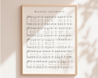 Blessed Assurance Art, Hymn Sheet Music Wall Art, Hymn Wall Art, Printable Wall Art, Christian Print Download, 8x10, 11x14, 16x20, 18x24, A3