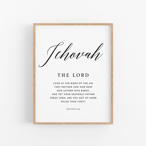 Matthew 6:26 ESV Jehovah Jireh Bible Verse Wall Art, Printable Wall Art ...