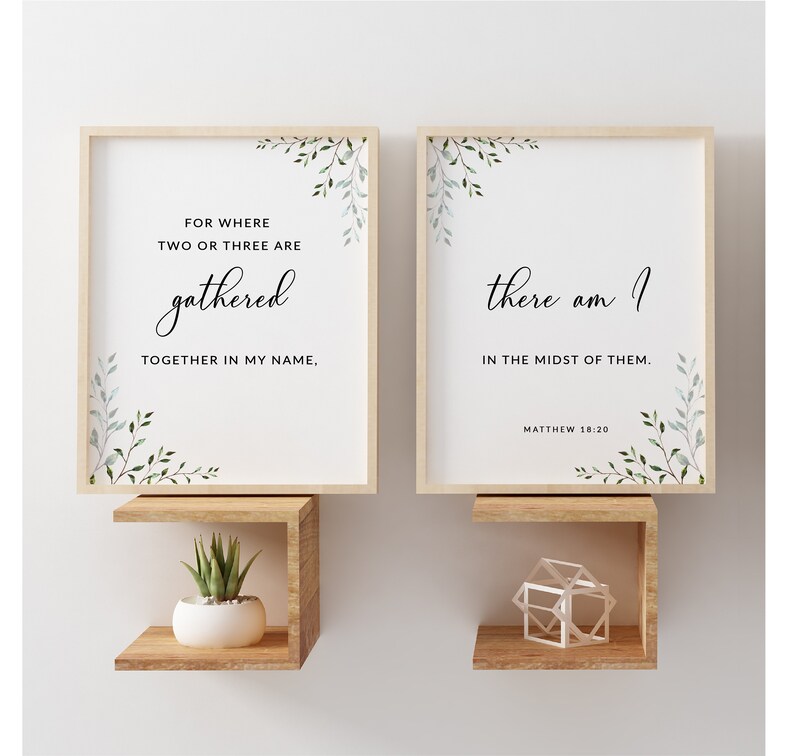 Matthew 1820 Bible Verse Printable Wall Art Dining Room Etsy