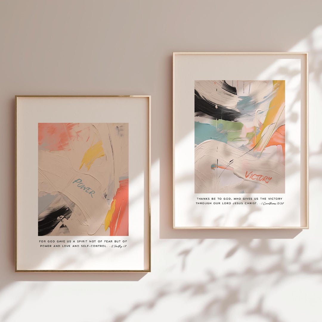 Modern Christian Wall Art - Set of 2 Bible Verse Prints | 2 Timothy 1:7 ...