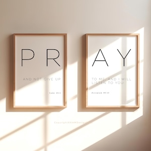 Jeremiah 29:12 Pray To Me Bible Verse Wall Art, Printable Wall Art, Set of 2 Scripture Digital Download, Wall Decor, 16x20, 18x24, 24x36, A1