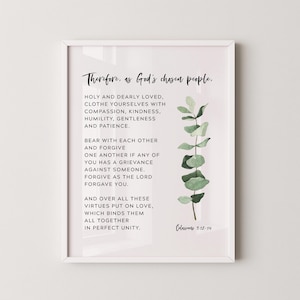 Colossians 3:12-14 As The Lord Forgave You Bible Verse Wall Art, Printable Wall Art, Scripture Digital Print, Christian Gifts, 8x10, 11x14