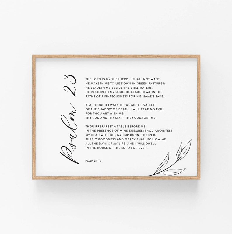 Psalm 23 KJV Bible Verse Printable Wall Art Scripture Print - Etsy