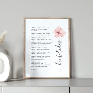 Beatitudes Matthew 5:3-10 Floral Bible Verse Wall Art, Printable Wall Art, Floral Scripture Download, Christian Gift, 8x10, 11x14, 16x20, A3