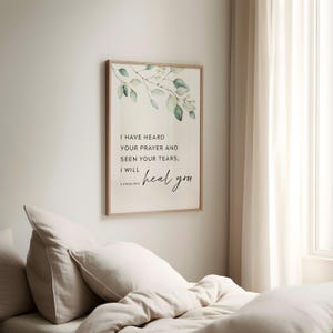 Christian wall art with 2 Kings 20:5, healing bible verse perfect for christian gift.