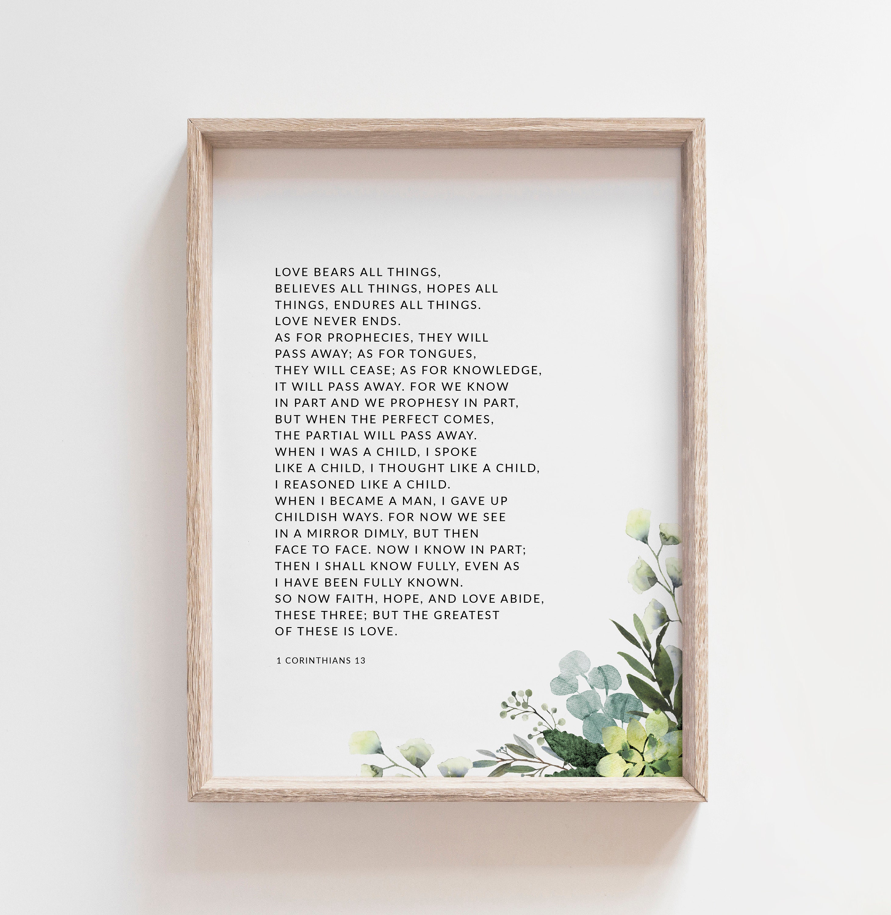 1 Corinthians 13 ESV Bible Verse Printable Wall Art, Set of 2 Scripture ...