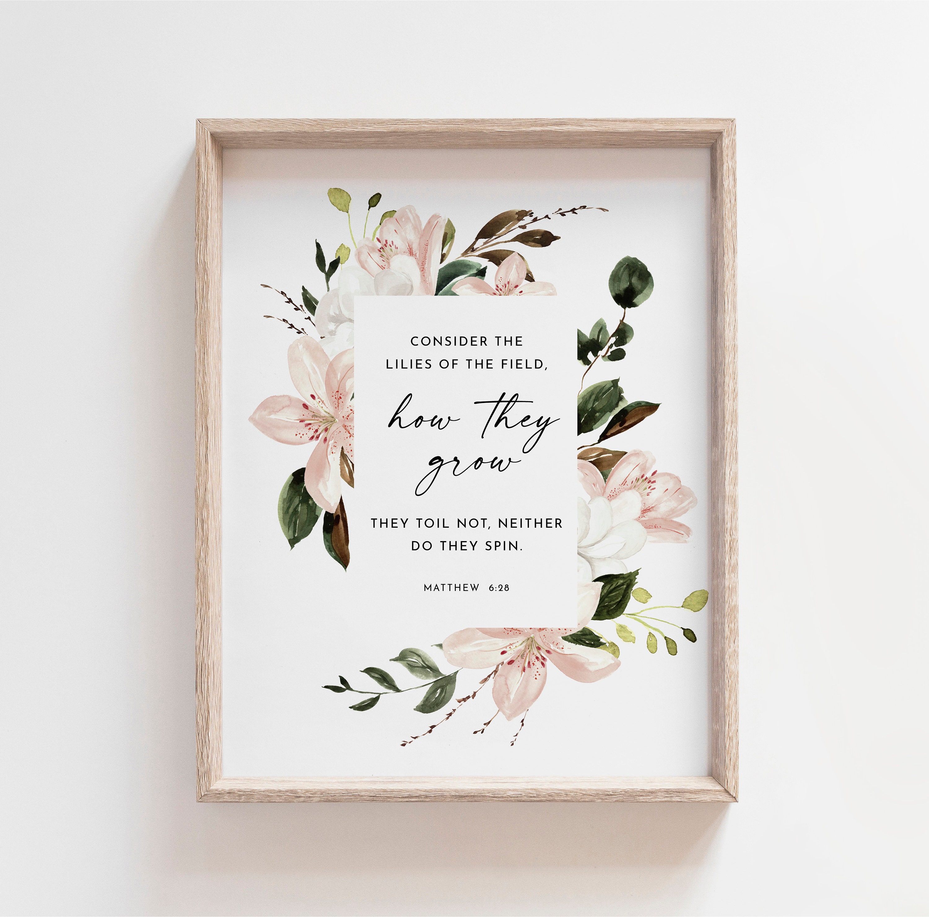 Matthew 628 KJV Lilies of the Field Bible Verse Wall Art Etsy