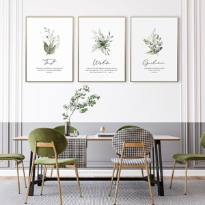 Set of 3 Bible Verse Prints, Proverbs 3:5 Printable Wall Art, Christian Wall Decor, Botanical Print Download, Scripture Wall Art