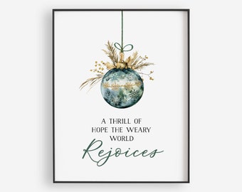 A Thrill Of Hope Christmas Print, Christmas Printables, Decor Ball Print Download, Christmas Gift, 4x6, 5x7, 8x10, 11x14, 12x16, 16x20