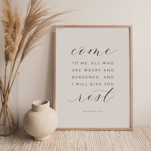 Matthew 11:28 Come To Me Bible Verse Wall Art, Printable Wall Art, Downloadable Scripture, Modern Bible Verse, Minimalist Wall Art