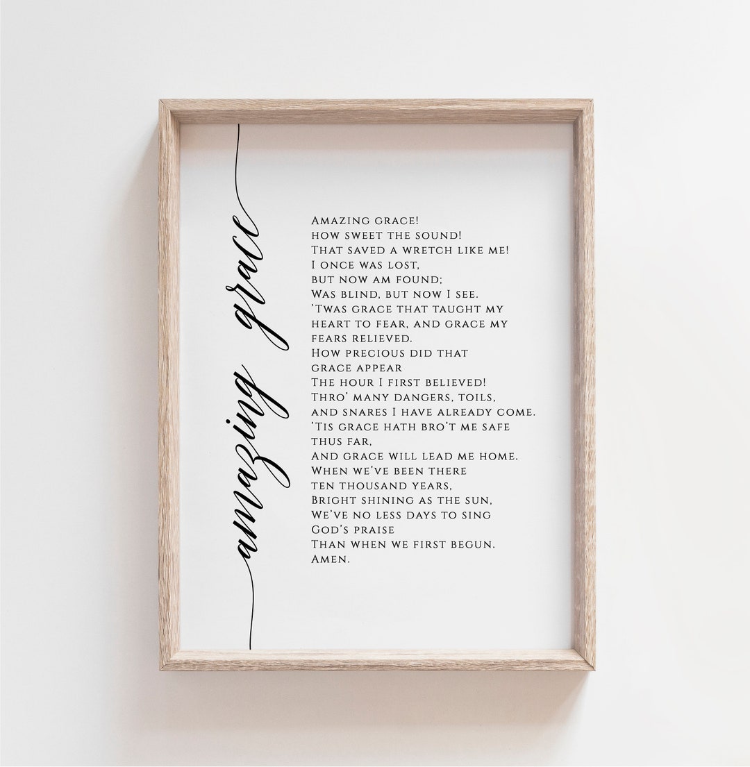 Amazing Grace Lyrics Printable Wall Art Amazing Grace Digital Etsy