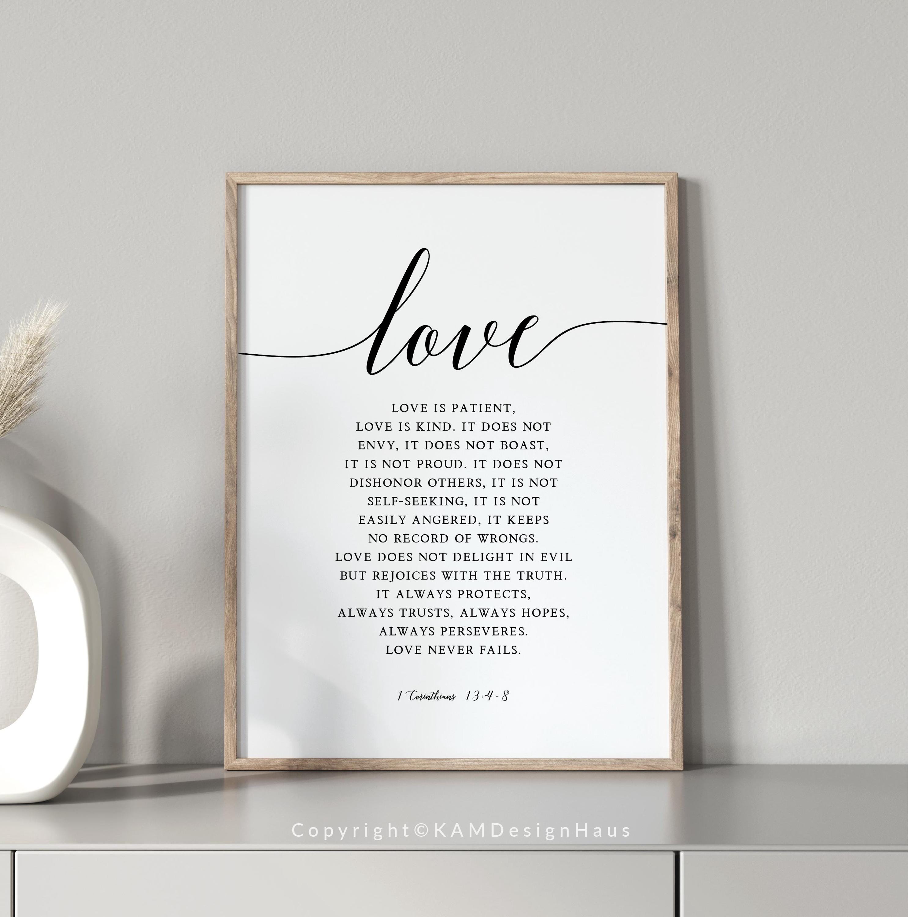 1 Corinthians 13:4-8 Bible Verse Printable Wall Art, Bible Verse ...