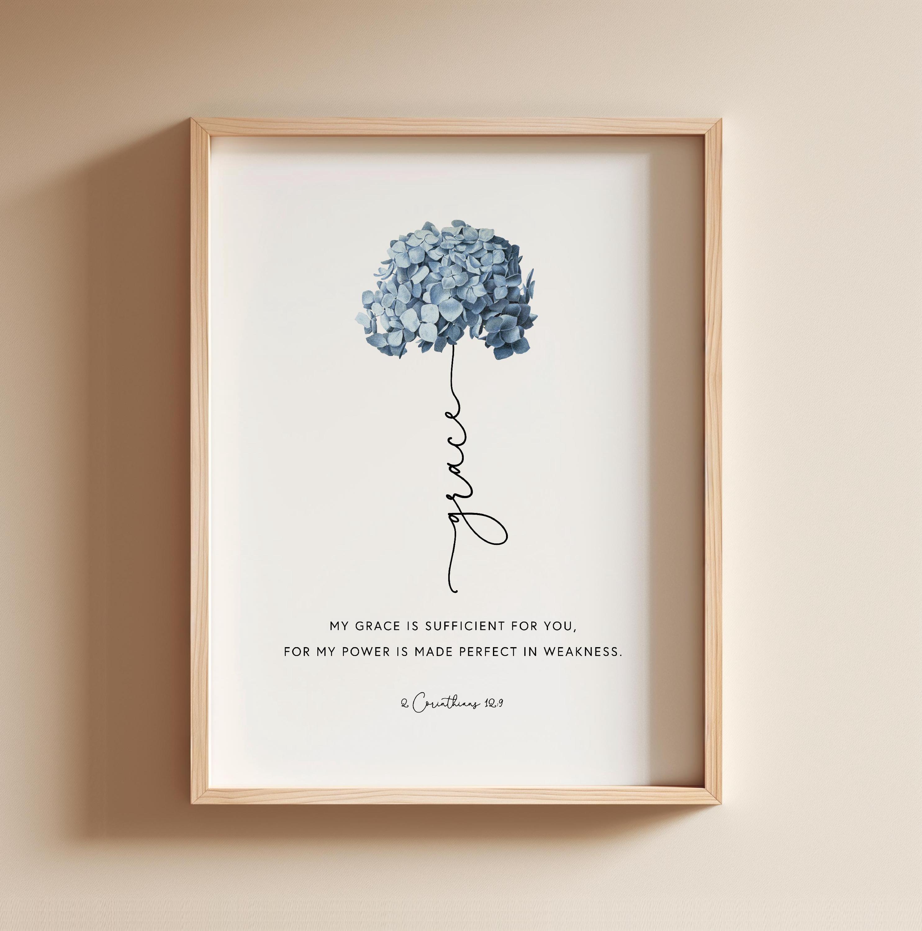 2 Corinthians 12:9 Grace Bible Verse Wall Art, Printable Wall Art ...