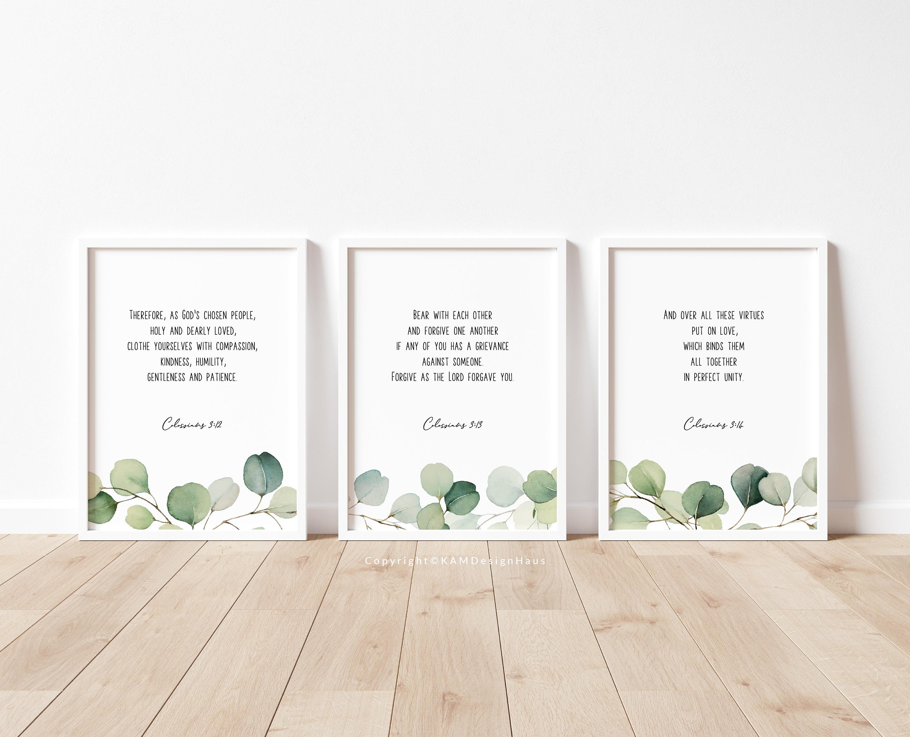 Colossians 3:12-14 Set of 3 Bible Verse Wall Art, Printable Wall Art ...