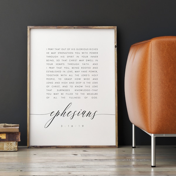 Ephesians 3:16-19 Being Rooted Bible Verse Printable Wall Art, Scripture Download, Scripture Print, 8x10, 11x14, 16x20, 24x36, A3, A2, A1