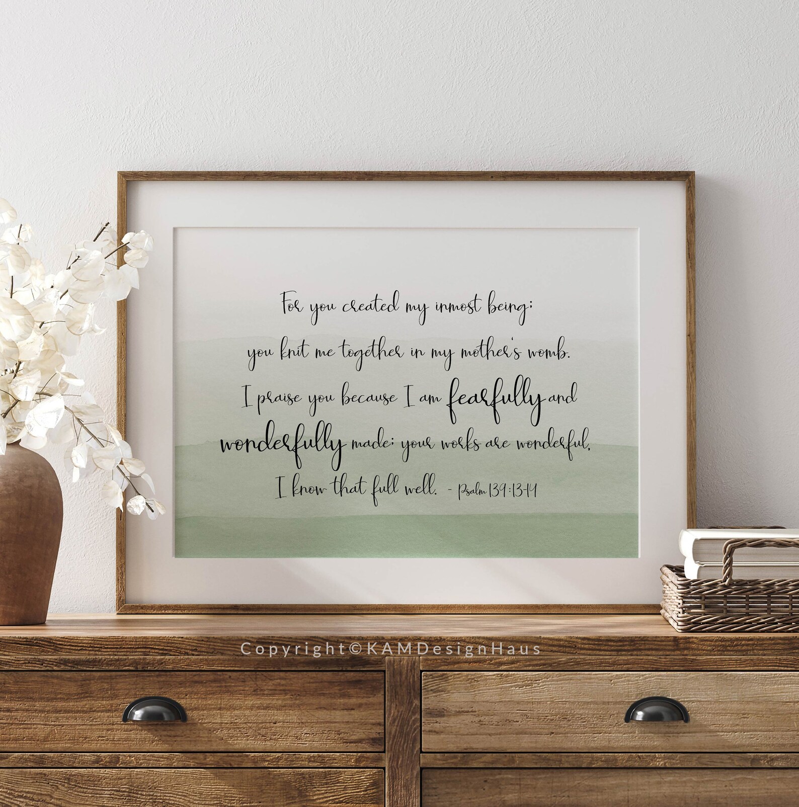 Psalm 139:13-14 Horizontal Bible Verse Print, Printable Wall Art ...