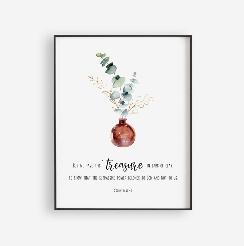 2 Corinthians 47 Treasure in Jars of Clay Bible Verse Wall Etsy