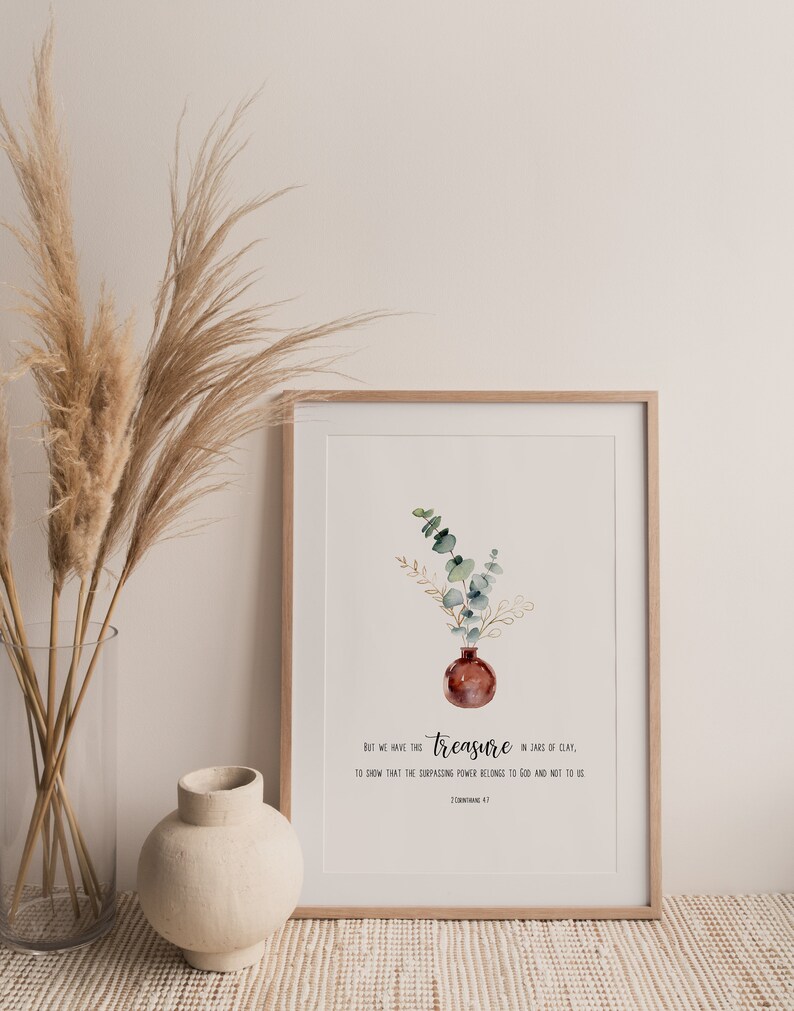 2 Corinthians 47 Treasure In Jars Of Clay Bible Verse Wall Etsy