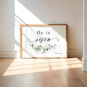 He is Risen Easter Wall Art, Printable Wall Art, Easter Scripture Print ...