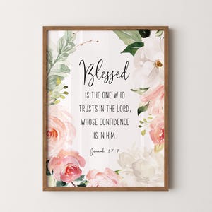 Jérémie 17:7 : « Heureux celui-là » : verset biblique mural, imprimables, téléchargement d&#39;impressions, cadeau de fête des mères, plusieurs tailles