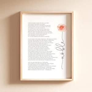 Spreuken 31:10-31 Moederdagcadeau, Bijbelvers afdrukbare wandkunst, Schriftafdruk downloaden, Bijbelvers wanddecoratie, 8x10, 11x14, 16x20, A3