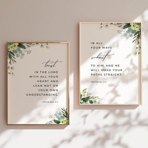 Proverbs 3:5-6 Trust In The Lord Bible Verse Wall Art, Printable Wall Art, Set of 2 Scripture Download, 11x14, 16x20, 18x24, 20x30, A3, A2