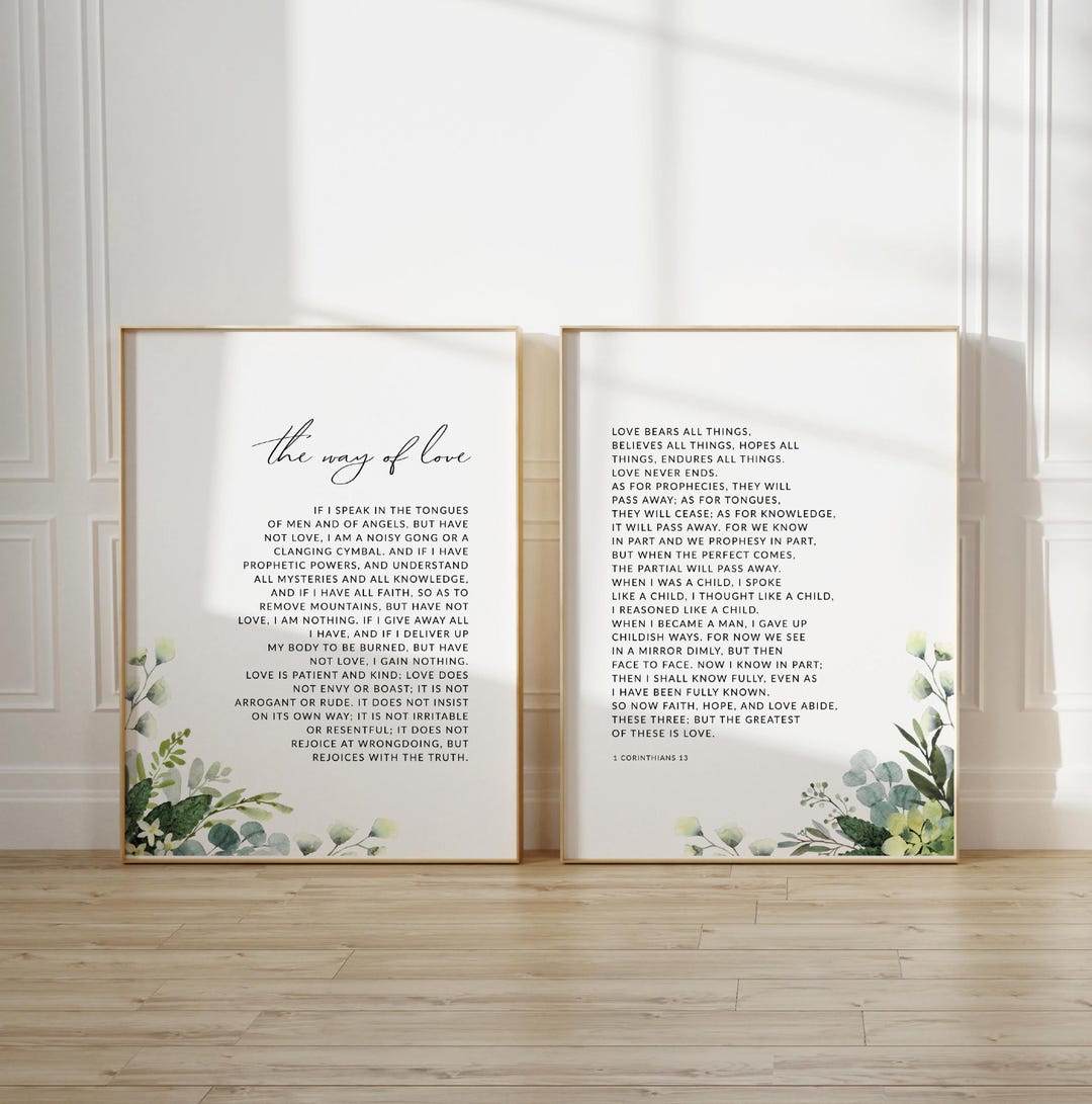 1 Corinthians 13 ESV Bible Verse Printable Wall Art, Set of 2 Scripture ...
