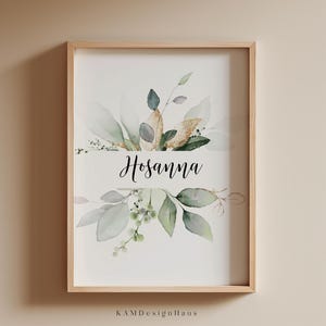 Arte de pared cristiano, arte de pared imprimible Hosanna, descarga de impresión de Pascua, impresión de tarjetas de Pascua, ideas de regalos, 4x6, 5x7, 8x10, 11x14, 16x20, cuadrado