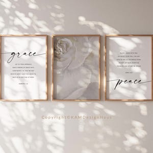 Set of 3 Grace Peace Hebrews 4:16 Bible Verse Wall Art, Printable Wall Art, Scripture Poster Download, 11x14, 12x16, 16x20, 18x24, A3
