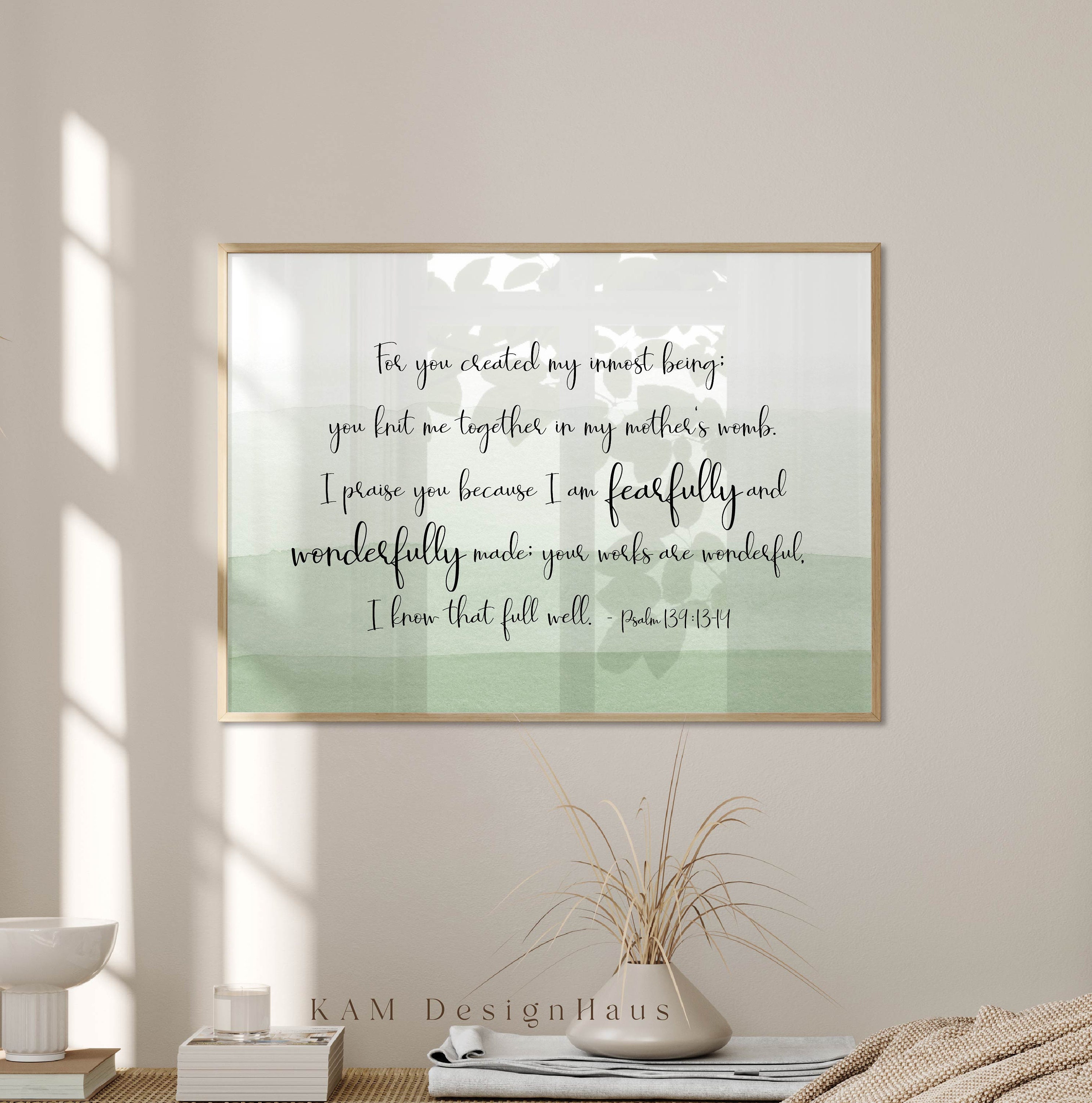 Psalm 139:13-14 Horizontal Bible Verse Print, Printable Wall Art ...